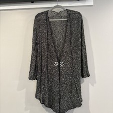 Alberto Makali Evening Cardigan Angled Front Semi Sheer Women  s Size Large