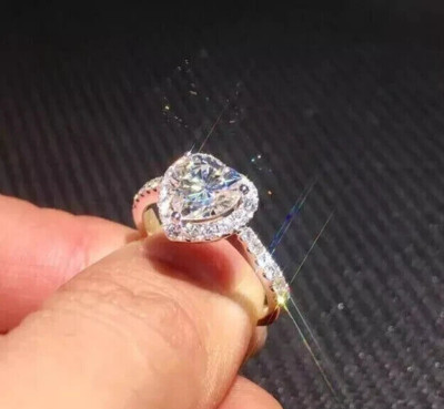 2.20CT Heart Cut Certified Moissanite Halo Engagement Ring 14k White Gold Plated