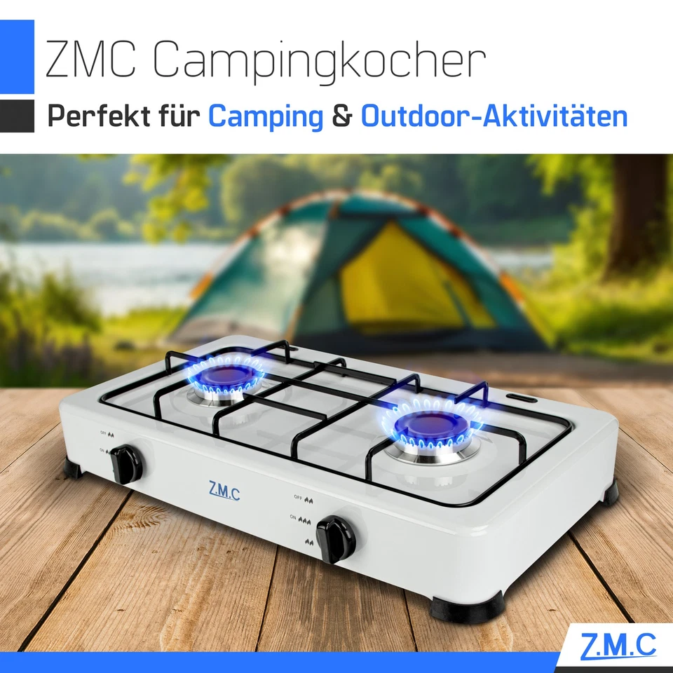 ZMC Cuisinière à Gaz 2-flammig Incl. Tuyau Et Régulateur 2,2 Kw 50 Mbar - Photo 3/4