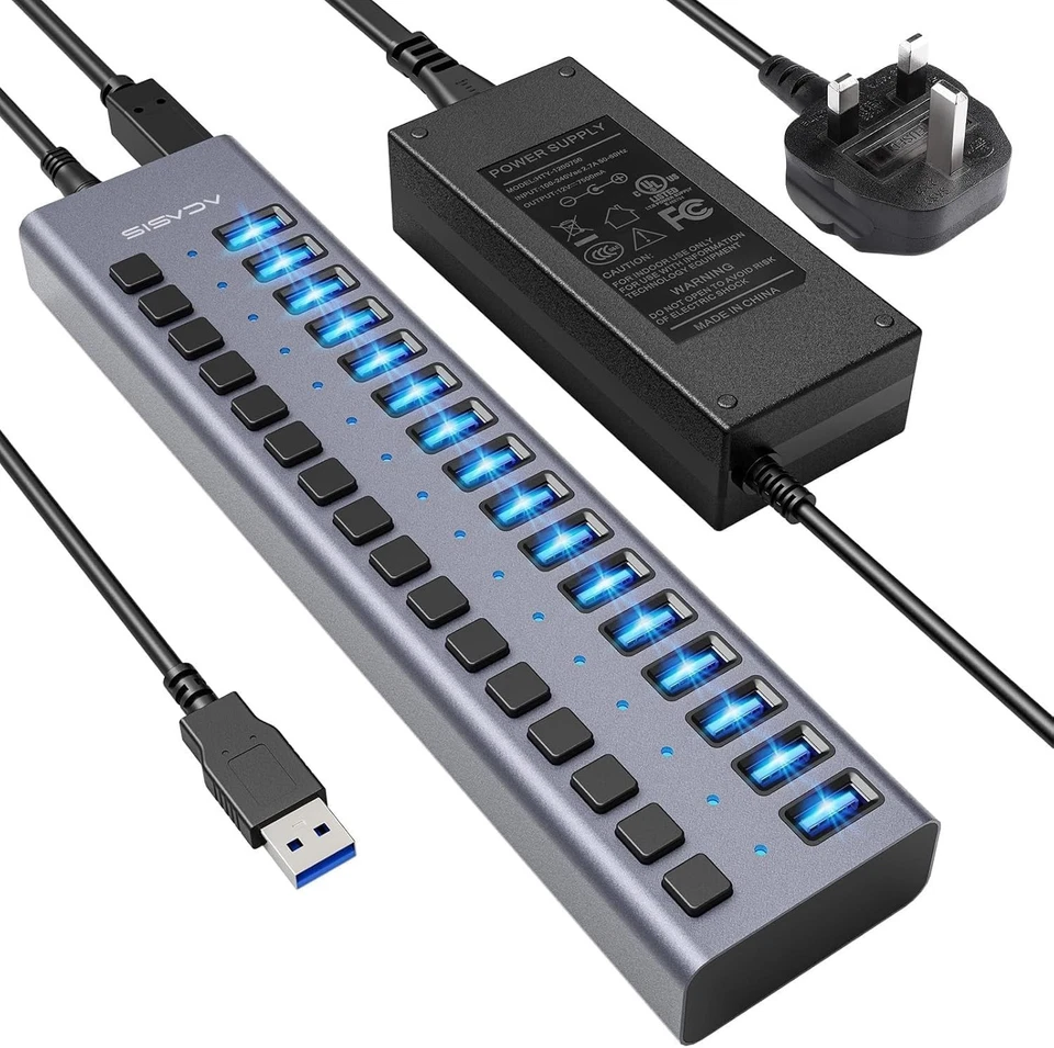 High-Speed 16-Port Aluminum USB Hub - Image 3 of 4