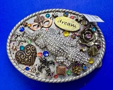 Dream Alligator Heart Star Fleur De Lis Star TAG THIZ Vintage Belt Buckle