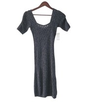 Free People Charcoal Gray Stretch Sweater Dress Short Sleeves Knit Size XS NEW