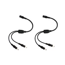 Black 1 Female To 2 Male 5.5mm X 2.1mm CCTV DC Power Supply Splitter 2 Pack