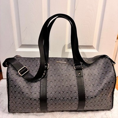 NWOT Aldo Black White Luggage Monogram Signature Weekender Duffle Bag Carry on