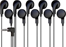 5 Pack Bulk Wired Earphones, In Ear Earbud 5 Pack, Earphones Black