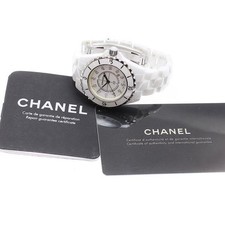 Chanel J12 H1628 33mm Ceramic White Dial Quartz Date Watch #C12796