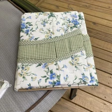 NIP WAVERLY VALANCE BLUE  YELLOW FLORAL GREEN CHECKERED SCALLOPED 36”x48”