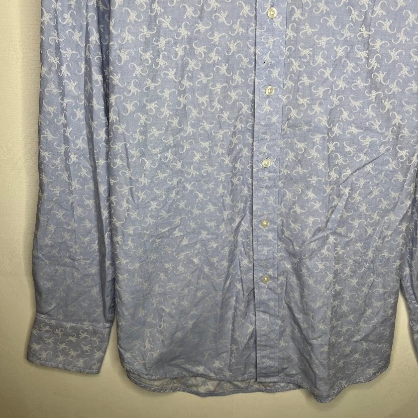 Robert Graham Monkey Business Dress Shirt Blue Monkey Print Men’s Size L - Image 3 of 4