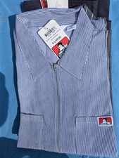 Ben Davis Hickory Stripe Short Sleeve Railroad 1/2 Zip Shirt, XL, NWT