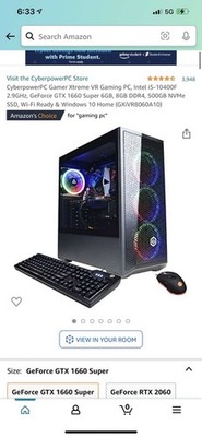 CyberPowerPC Gamer Xtreme (500GB SSD Intel Core i5-10400F 2.6GHz 1GB RAM) Gaming
