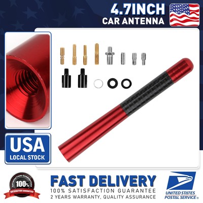 Vehicles Antenna Mast 4.7 Inch Red Radio FM/AM Carbon Fiber Antenna Screw Kit