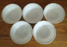 Corelle Cereal Soup Bowls Set of 5 White w/Gray Stripe Matches Multiple Patterns