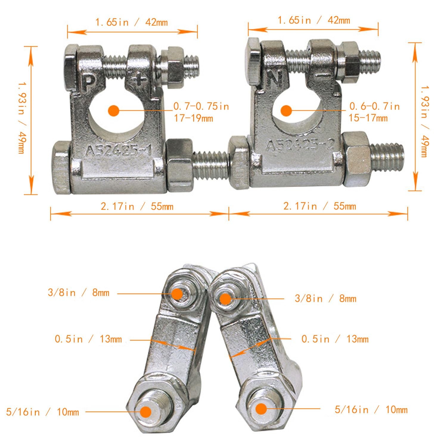 DLronwey Battery Terminal Connectors,Military Spec Positive Negative Heavy Duty