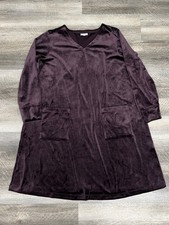 Pure Jill Velour A-Line V-Neck Shift Dress with Pockets in Plum Huckleberry