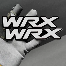 (2PC) WHITE "WRX" JDM Emblems 3D Acrylic Fender/Grill/Tailgate Badges Racing