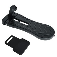 Car Door Step with Latch Protector, Extended Foldable Aluminum 1 pack Black