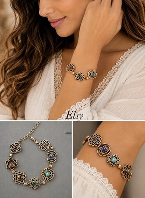 7 chakra Healing stone Brass Link bracelet/yoga Jewelry Mandala Symbol mandala