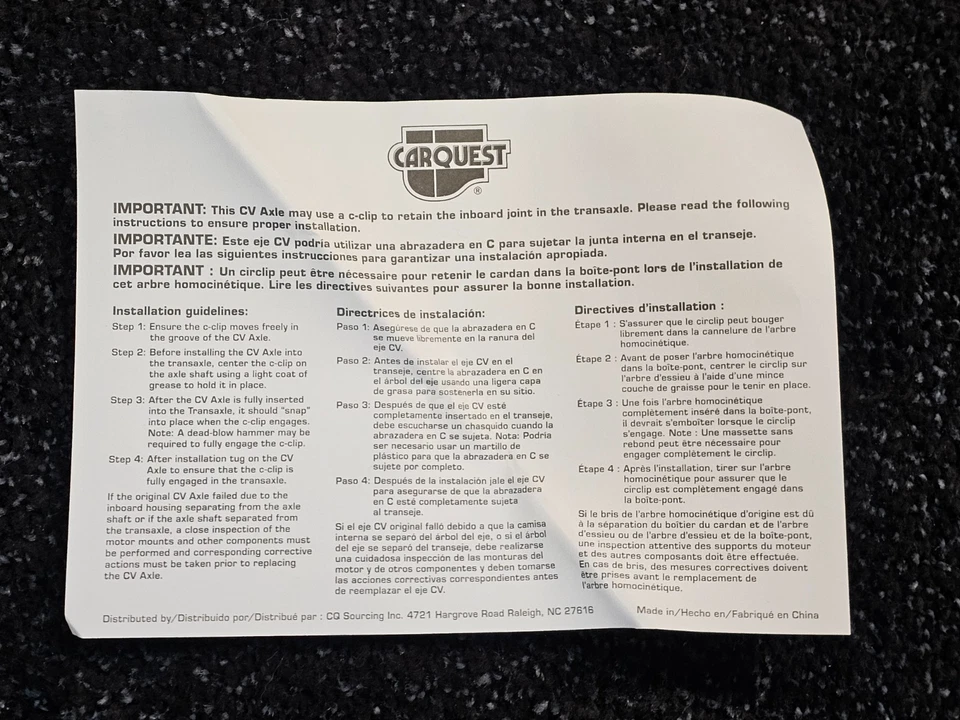 Conjunto de eixo NCV51052 Premium CV para 1990-1994 Plymouth Laser RS - Imagem 4 de 4