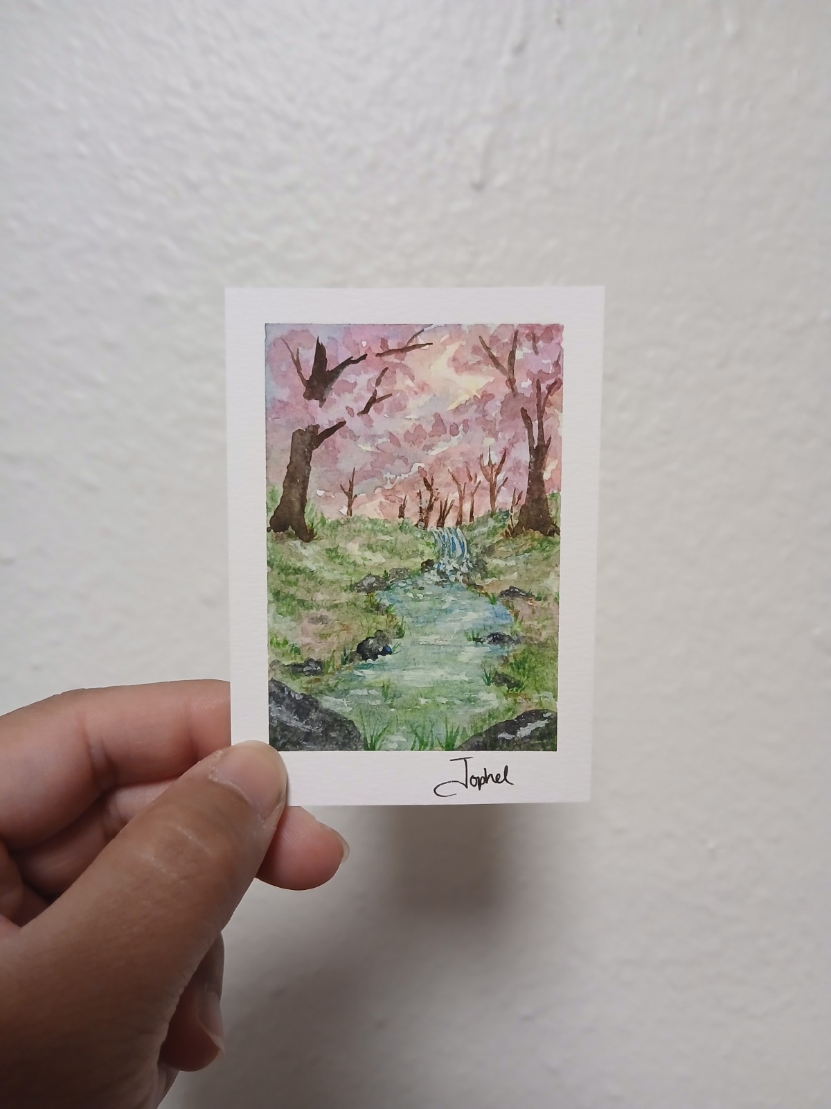 ACEO Art Card Original Watercolor Landscape Painting Signed By Artist