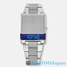Bulova 96C139 Watch Computron Archive Series LED Digital Quartz Silver Blue Men