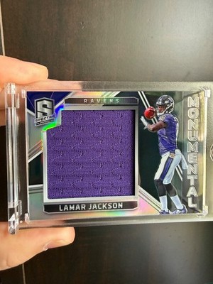 2018 spectra lamar jackson monumental /199 patch game worn