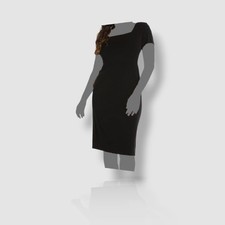 Rafaella Women's Black Gabardine Square Neck Short Sleeve Dress Plus Size 16W