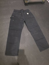 Carhartt B01 BLK Double Knee Pants Mens 34x32 Faded Black Canvas USA Made