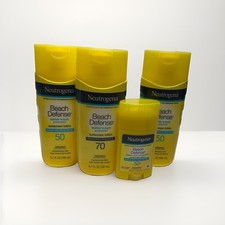 4 Neutrogena Beach Defense SPF 70 50 Sunscreen Lotion 6.7 oz.  Stick SPF 50 
