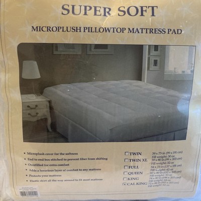 New Super Soft Pillow top Micro plush  Mattress Pad White California King