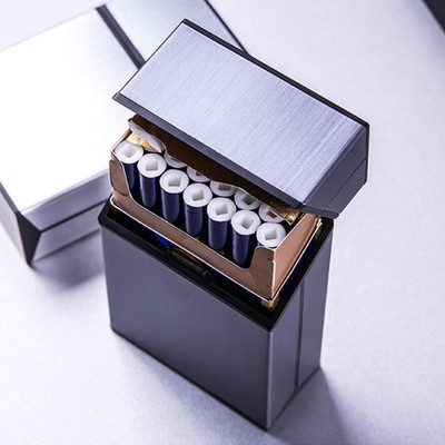 4 Pack Aluminum Cigarette Case Metal Hard Box Holder Style A, black