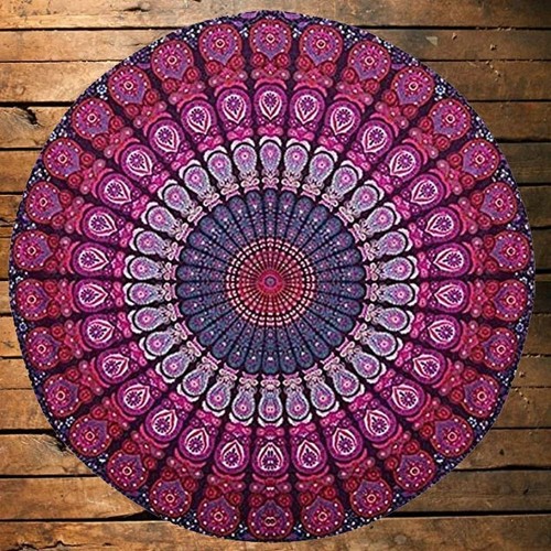 Round Mandala Table Cloth Cover Picnic Mat Yoga Throw Pink Round Tapestry - Picture 6 of 6