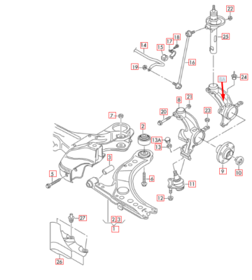6C0407256A Stub Axle Front Right Audi A1 (8x) 352714 for sale 