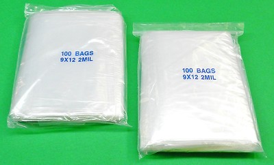 200 Reloc 9'' x12'' Bags 2 mil Zippit Clear Bags Reclosable Squeeze Slide Top Lock