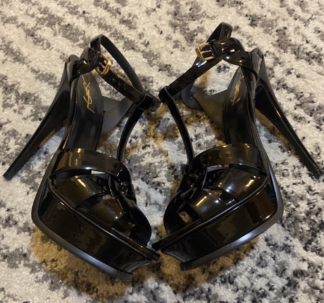 SANDALI PLATEAU TRIBUTO SAINT LAURENT IN PELLE PATINATA taglia 39