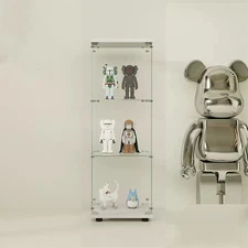 Glass Display Cabinet Curio Cabinets Bookshelf Floor Standing with 3 Shelves