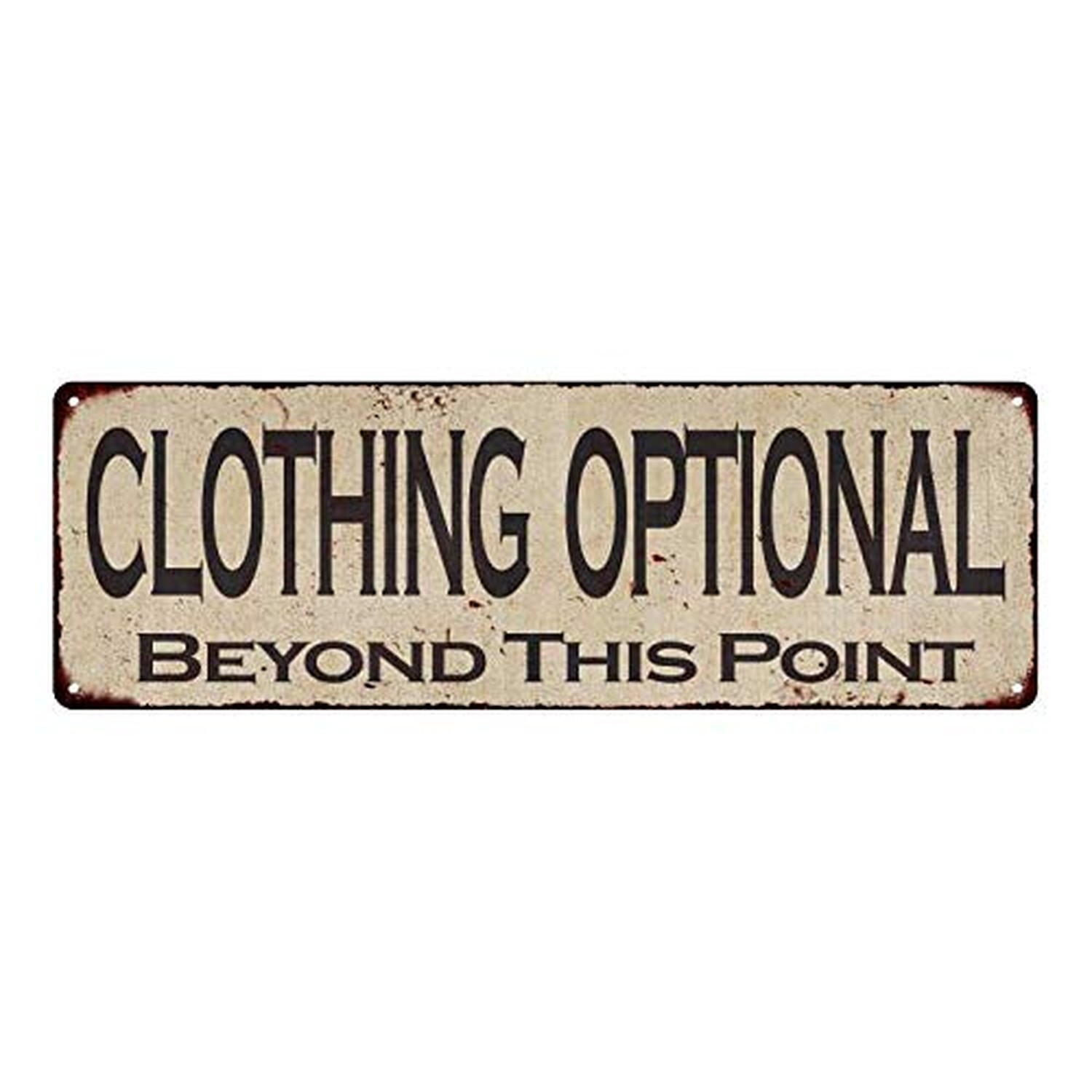 Clothing Optional Sign Vintage Decor Rustic Signs Wall Art Tin Plaque Decorat...