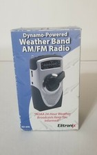 Elitronix Dynamo Powered Weather Band AM/FM Radio AD 696 Open Box Earbuds Strap