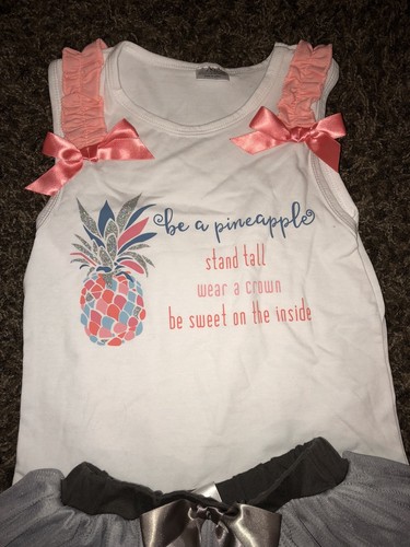 2 Piece “Be A Pineapple” Girls Outfit Size 4-5 - Picture 2 of 6