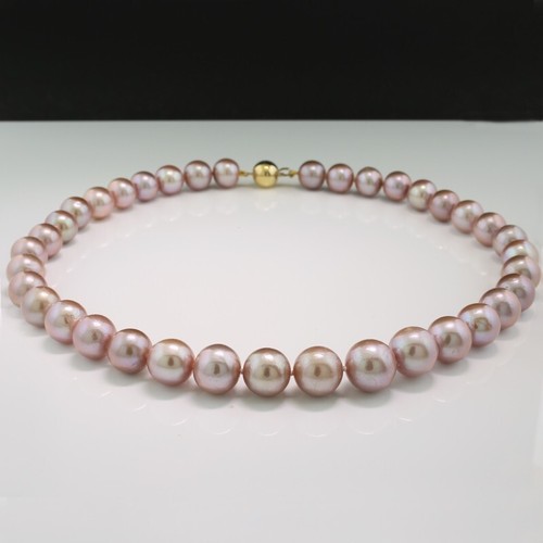 Collana Di Perle Rosa Con Perle Di Acqua Dolce Naturali 10,8-12,3 Mm Oro