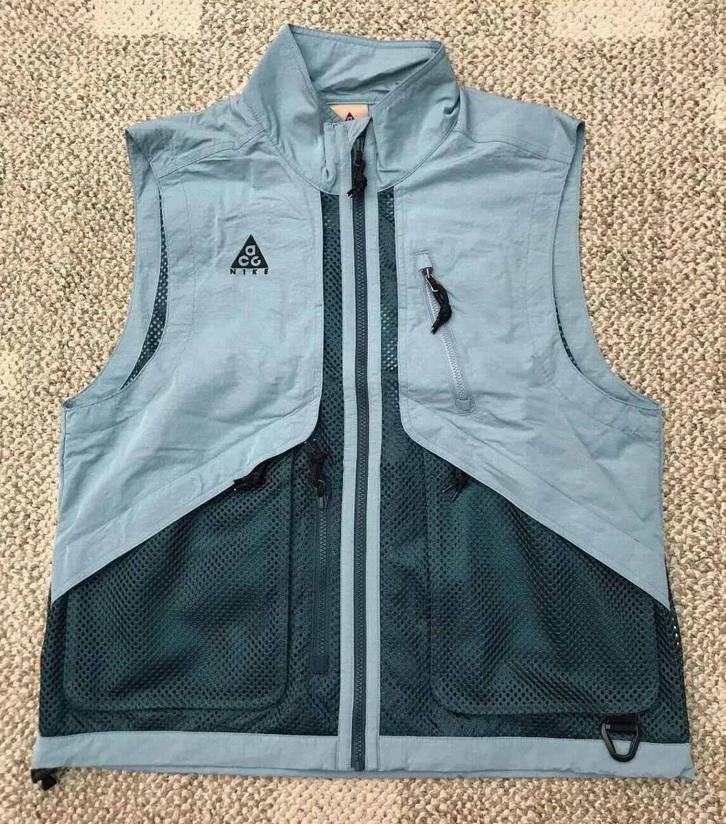 Mens Nike ACG Gilet Vest Aviator Grey Deep Jungle Size XS Mesh Pockets