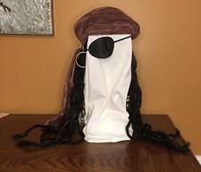 Pirate Ensemble Quick Costume Braids Eyepatch Gold Earrings