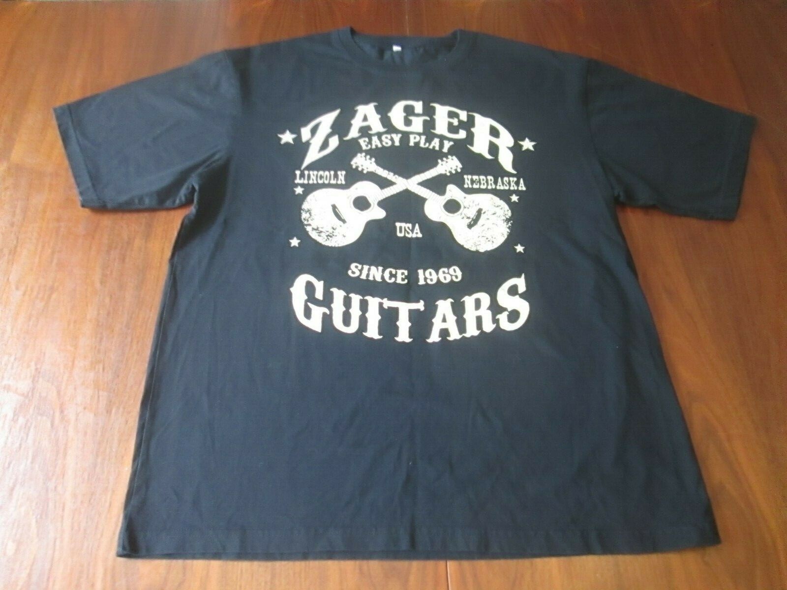 ZAGER Easy Play Guitars Lincoln Nebraska Since 1969 TShirt Black Size