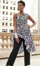 26W PLU Ashro Black White Spring Summer Formal Church Party Audree Pant Suit Set