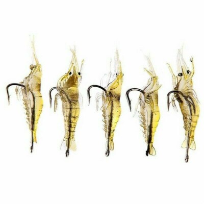 5 Pcs Lures Bait Shrimp Fishing Simulation Prawn Saltwater Hooks Fish  Supply PVC | eBay