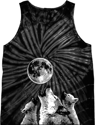 Wolves Tie Dye Tank Top Howling at the Moon