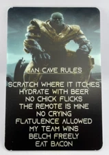 MAN CAVE  RULES  /Acrylic Sign  8" x 12"