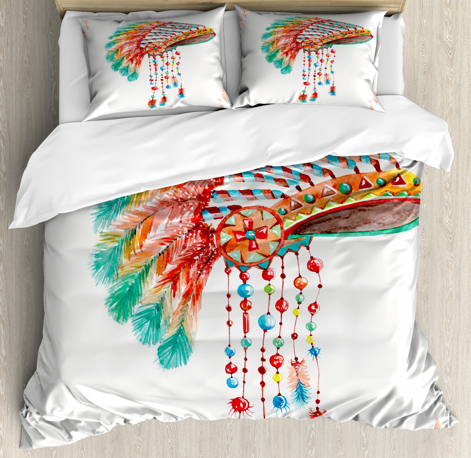 Native American Duvet Cover Set with Pillow Shams Tribe Chief Print