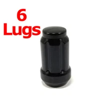 6x Excalibur 98-0396BK Lug Nuts 12x1.25 6-Point Spline Black Closed End HD EC