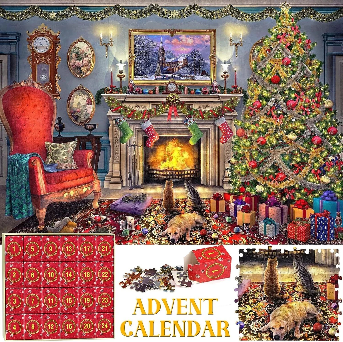 2023 Christmas Jigsaw Puzzle Advent Calendar - Festive Fireplace Holiday  Puzzle | eBay