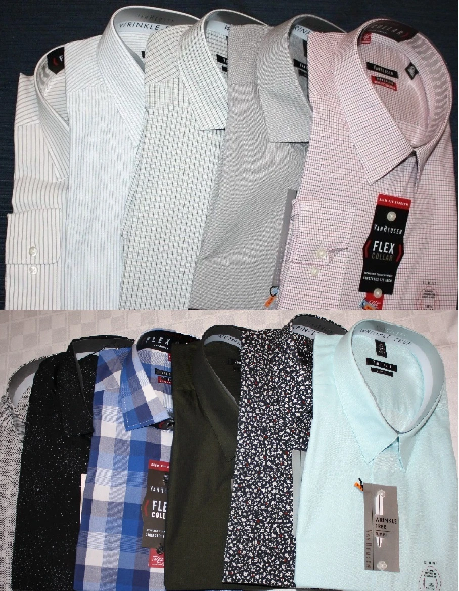 Van Heusen Slim Fit Men's Dress Shirt LS NWT Variety of Sizes, Style &  Colors